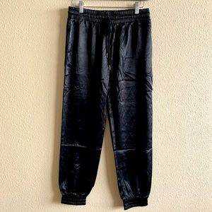 Black Satin Joggers Sweatpants